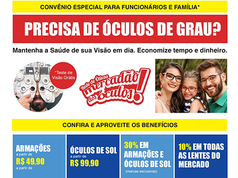 Parceria do SEECETHAR com Mercadão dos Óculos de Araçatuba oferece preços e condições especiais para associados