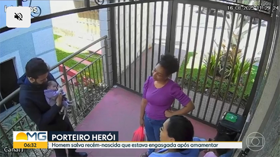 Porteiro realiza manobra de desengasgo e salva bebê em Sete Lagoas